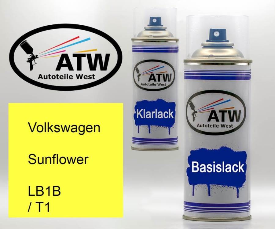 Volkswagen, Sunflower, LB1B / T1: 400ml Sprühdose + 400ml Klarlack - Set, von ATW Autoteile West.